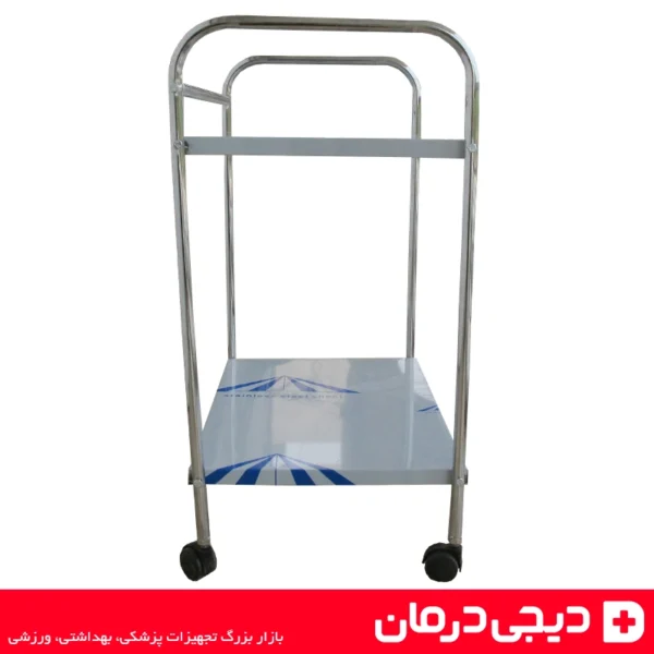 ترالی-پانسمان-دو-طبقه-استیل-چرخدار-ضد-زنگ-بیمارستانی