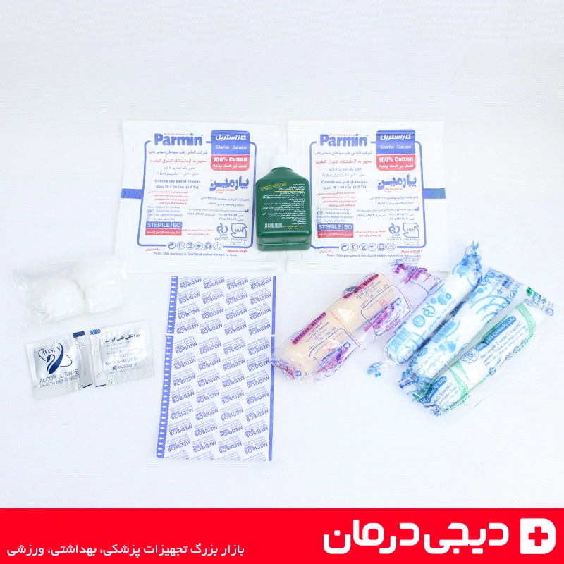 جعبه-کمک-های-اولیه-الماس-شهر-دیواری-چوبی-قرمز-دیجی-درمان-First-Aid-Kit
