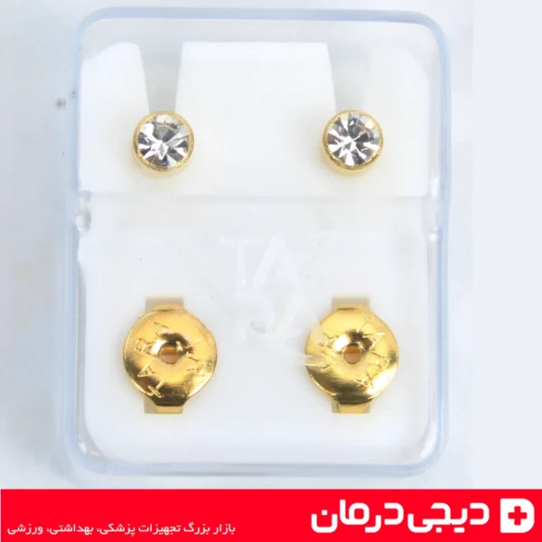 گوشواره-طبی-تارا-استریل-سوراخ-گوش-طلایی-نقره‌ای-ضد-حساسیت-مخصوص-دستگاه-سوراخ-کردن-گوش-مدل-نگین‌دار