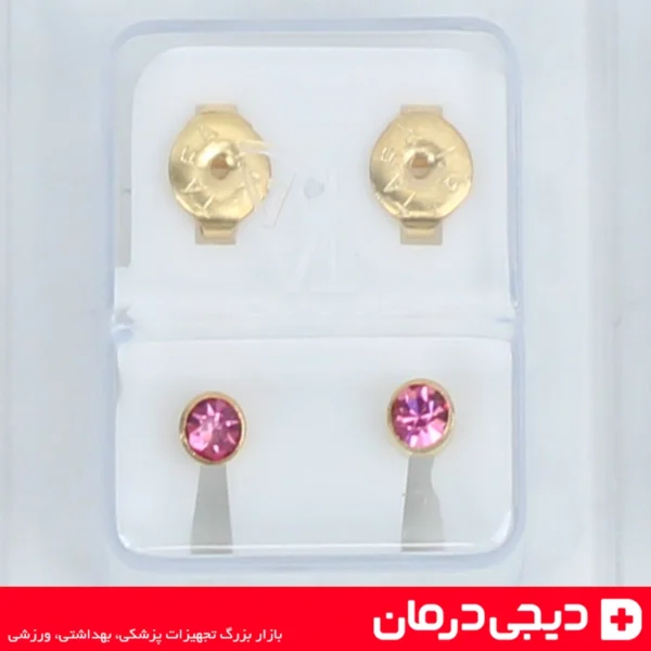 نگین-صورتی-گوشواره-پزشکی-تارا