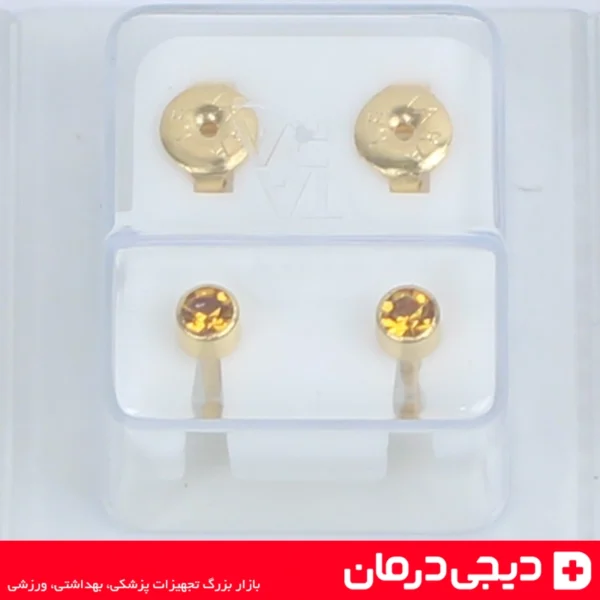 آلت تصویر: بسته 10 تایی گوشواره طبی طلایی استریل برند تارا