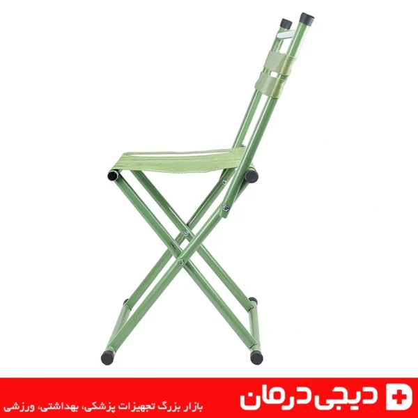 صندلی تاشو تسمه ای سبز فلزی مقاوم مناسب سفر و منزل