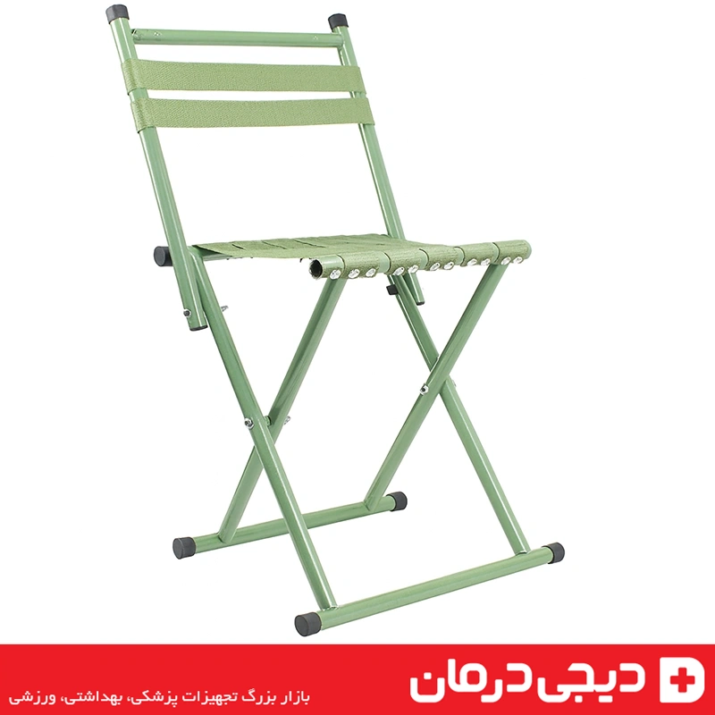 صندلی تاشو تسمه ای پشتی دار برزنتی صندلی مسافرتی 1 صندلی برزنتی تاشو سبز سبک و مقاوم مناسب سفر