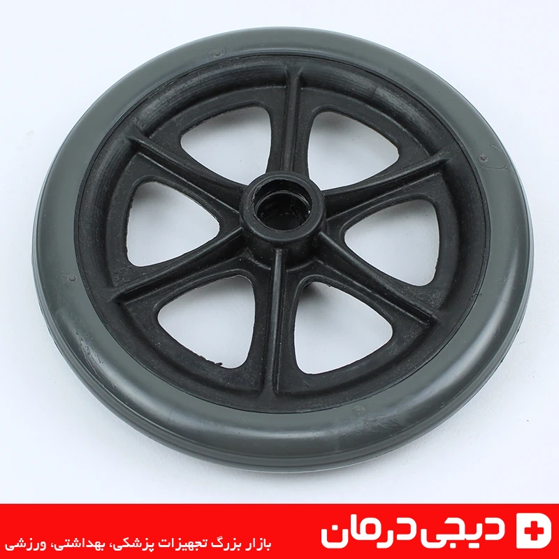 چرخ جلو ویلچر کامل مدل کالسکه ای توپر 1 عددی 1 چرخ-جلو-ویلچر-توپر-ضد-پنچری-دیجی-درمان-چرخ جلو ویلچر کامل