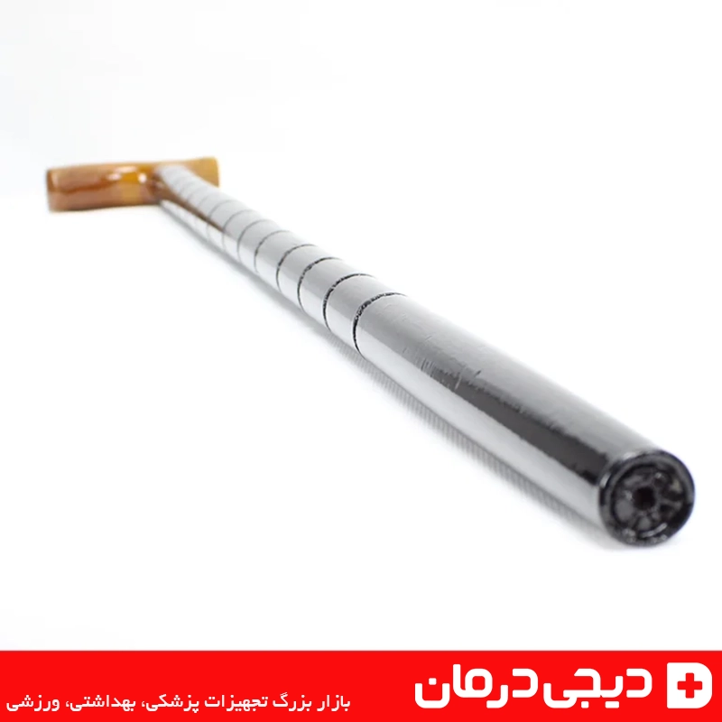 عصا چوبی سالمندان سفید مشکی - عصای لقمه ای ارگونومیک - خرید عصا دیجی درمان - عصای پیاده روی