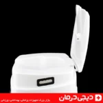 توالت فرنگی سیار لیماک 2025 با درب باز و نشیمن راحت سفید رنگ