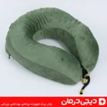 بالش گردنی طبی ایلامد مموری فوم سبز رنگ برای سفر هواپیما خودرو کاهش فشار گردن