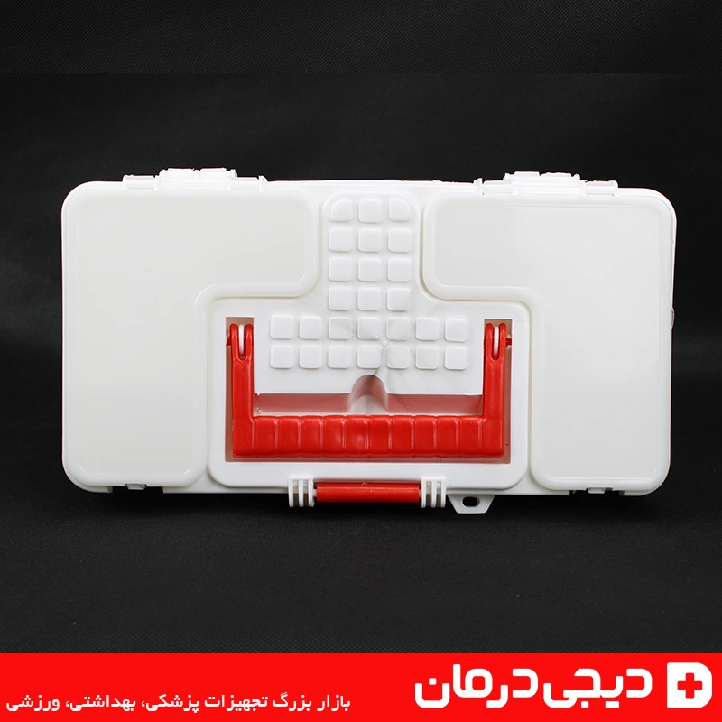 جعبه کمک های اولیه صندوقی مدل Chest Box سایز 32x17x13 2 جعبه کمک های اولیه صندوقی سفید پلاستیکی برای خودرو سفر منزل دیجی درمان مدل صندوقی