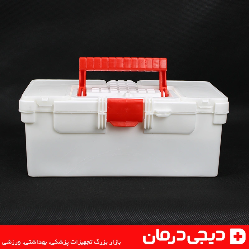 جعبه کمک های اولیه صندوقی مدل Chest Box سایز 32x17x13 1 جعبه کمک های اولیه صندوقی بزرگ با کیفیت مناسب سفر خودرو و نگهداری تجهیزات