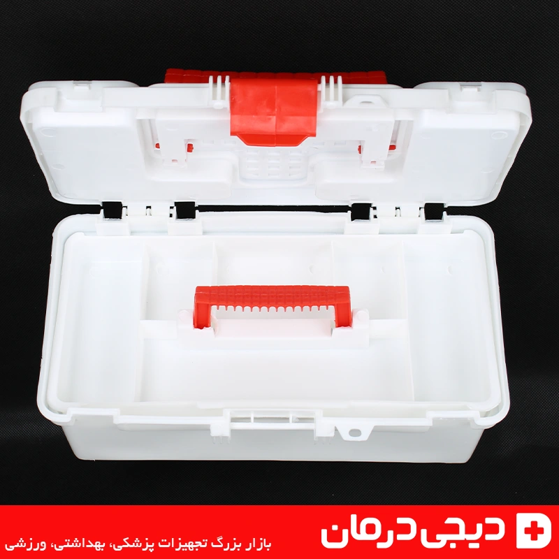 جعبه کمک های اولیه صندوقی مدل Chest Box سایز 32x17x13 4 جعبه کمک های اولیه مدل صندوقی با بدنه مقاوم برای خودرو و سفر