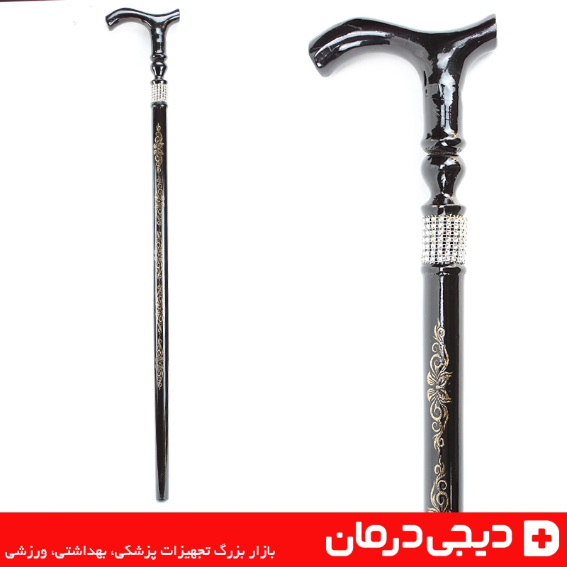 اندازه-گیری-طول-عصا-زنانه-چوبی-با-متر-حدود-نود-سانتی-متر-راهنمای-قد-مناسب