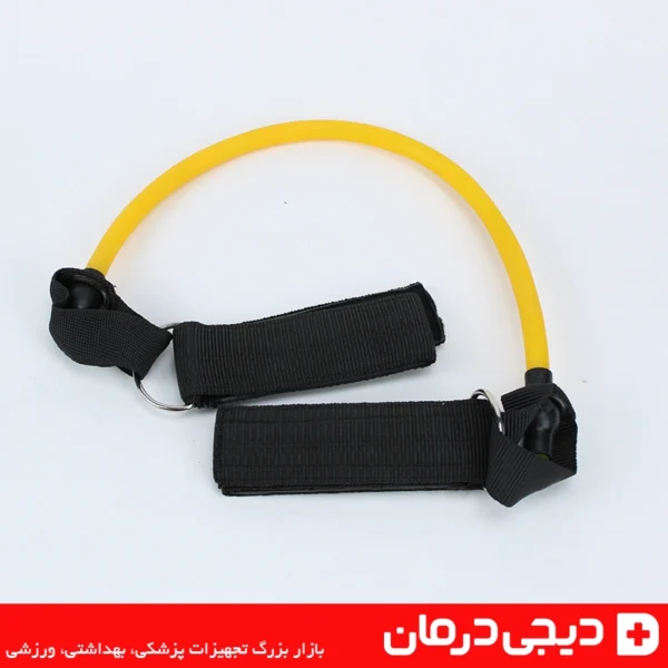 کش پا تکواندو کیهان تک رشته زرد رنگ برای تمرینات رزمی و تقویت عضلات پا مناسب ورزشکاران حرفه ای