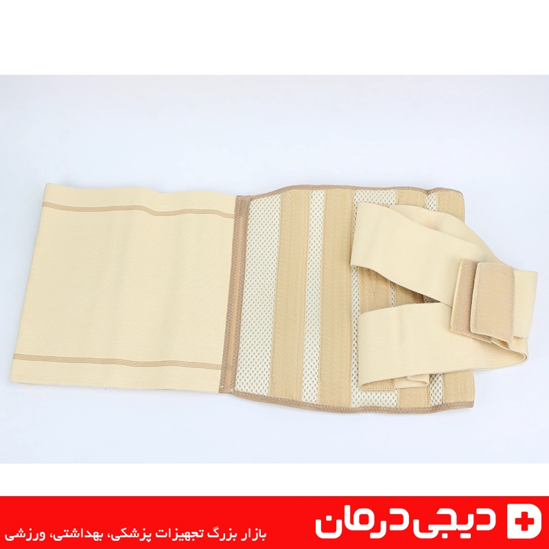 نمای پشت کمربند آتل دار با کش دوبل هوش درمان دارای آتل فلزی تقویت شده