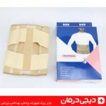 بارکد و کد اصالت کمربند آتل دار با کش دوبل هوش درمان روی بسته بندی اصلی